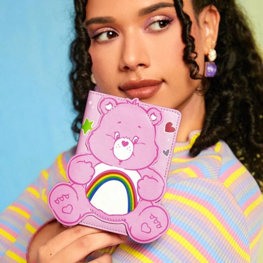 Care Bears Cute Cartoon Printed Small Pink Pvc Passport Case Anti-Lost Travel